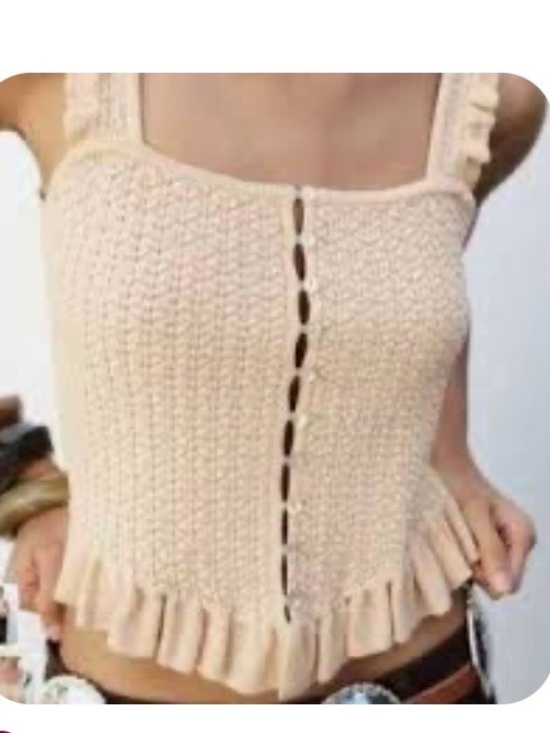 Zara Tops - Zara Blush Pink Knit Ruffle Hem Tank Top Large Coquette Cottagecore